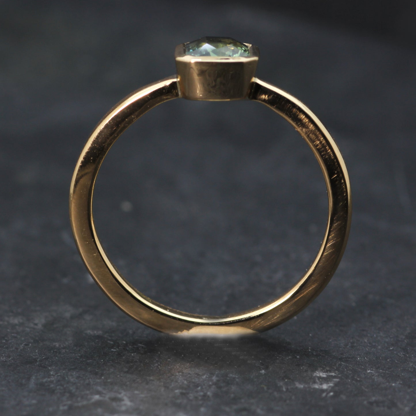 14ct Octagon Cut Teal Sapphire Midi Ring