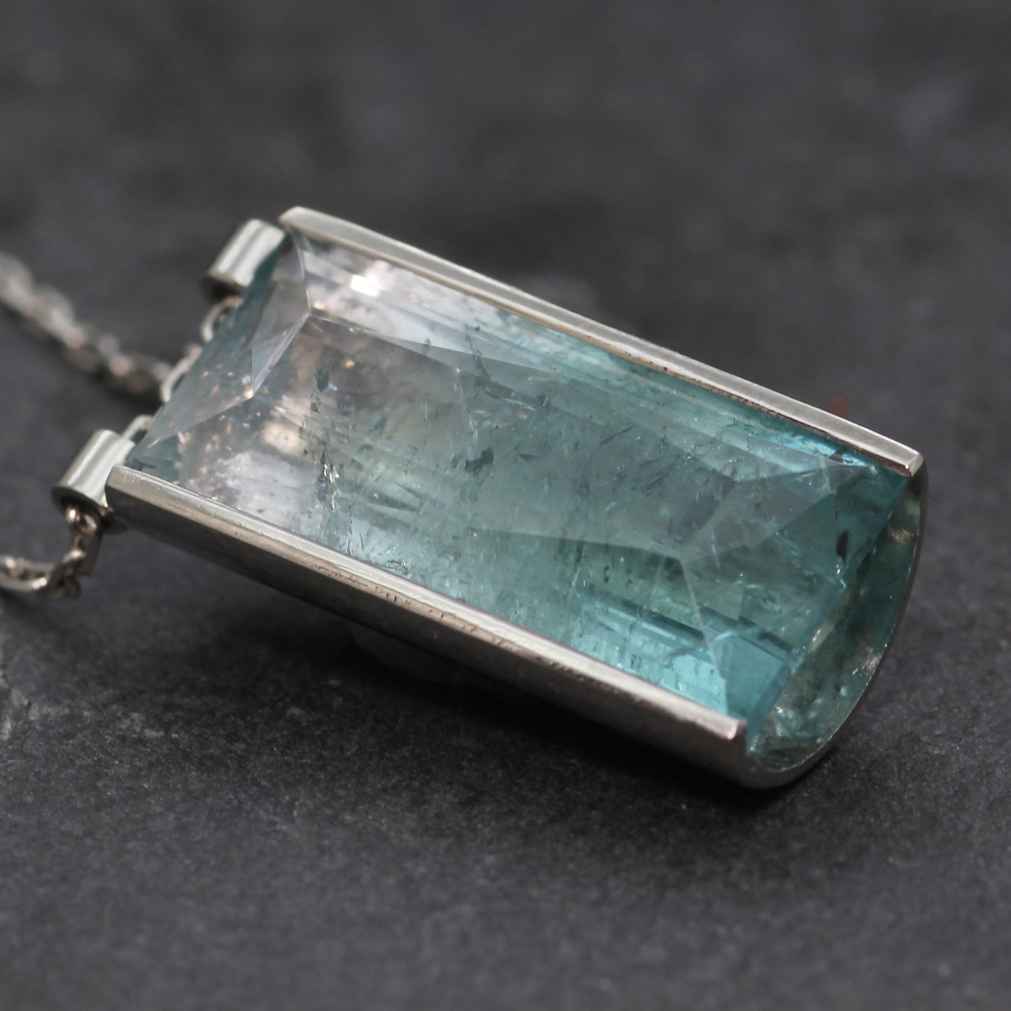 Sea Tourmaline and Platinum Flute Pendant