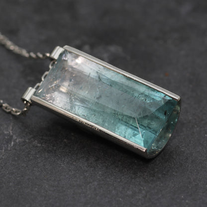 Sea Tourmaline and Platinum Flute Pendant