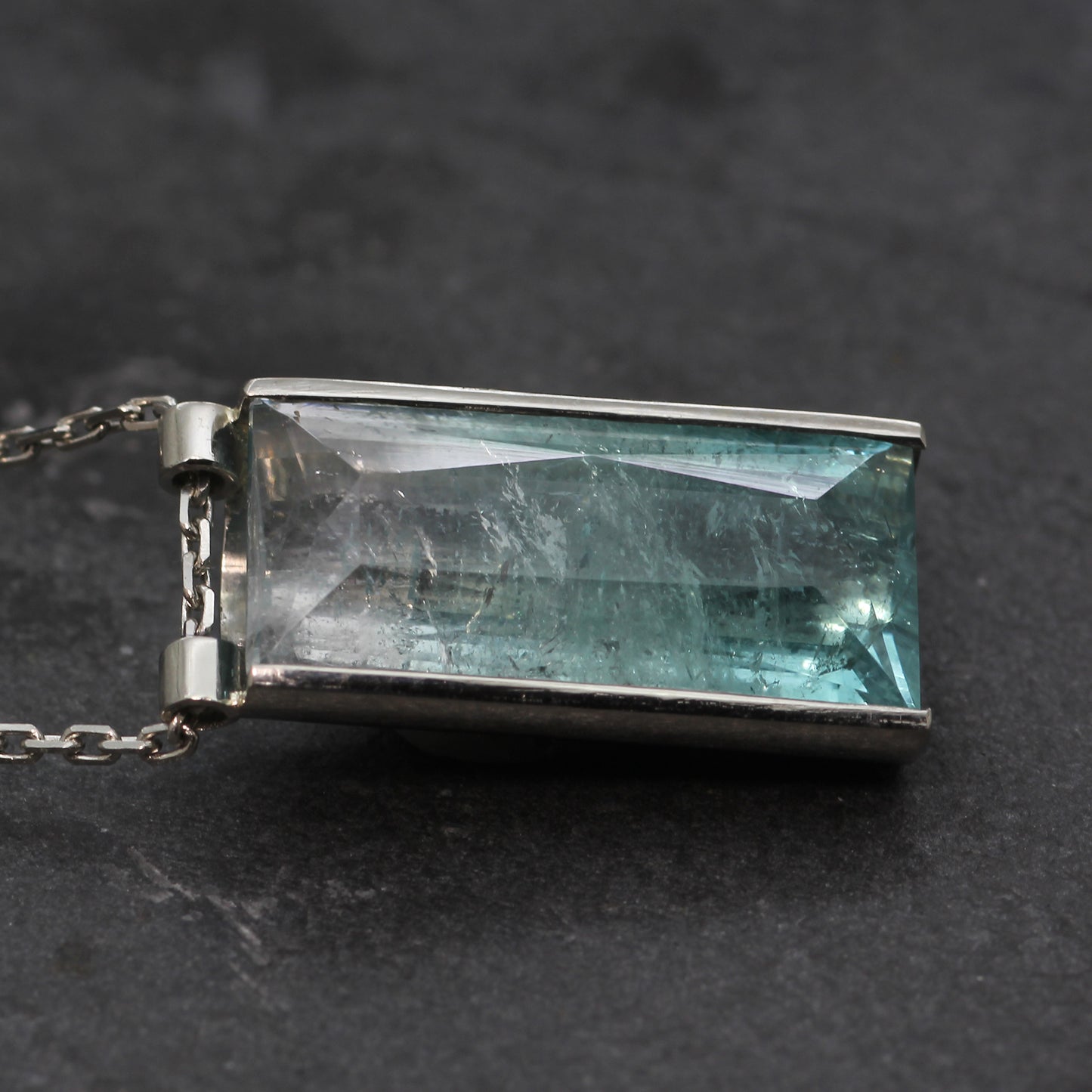 Sea Tourmaline and Platinum Flute Pendant