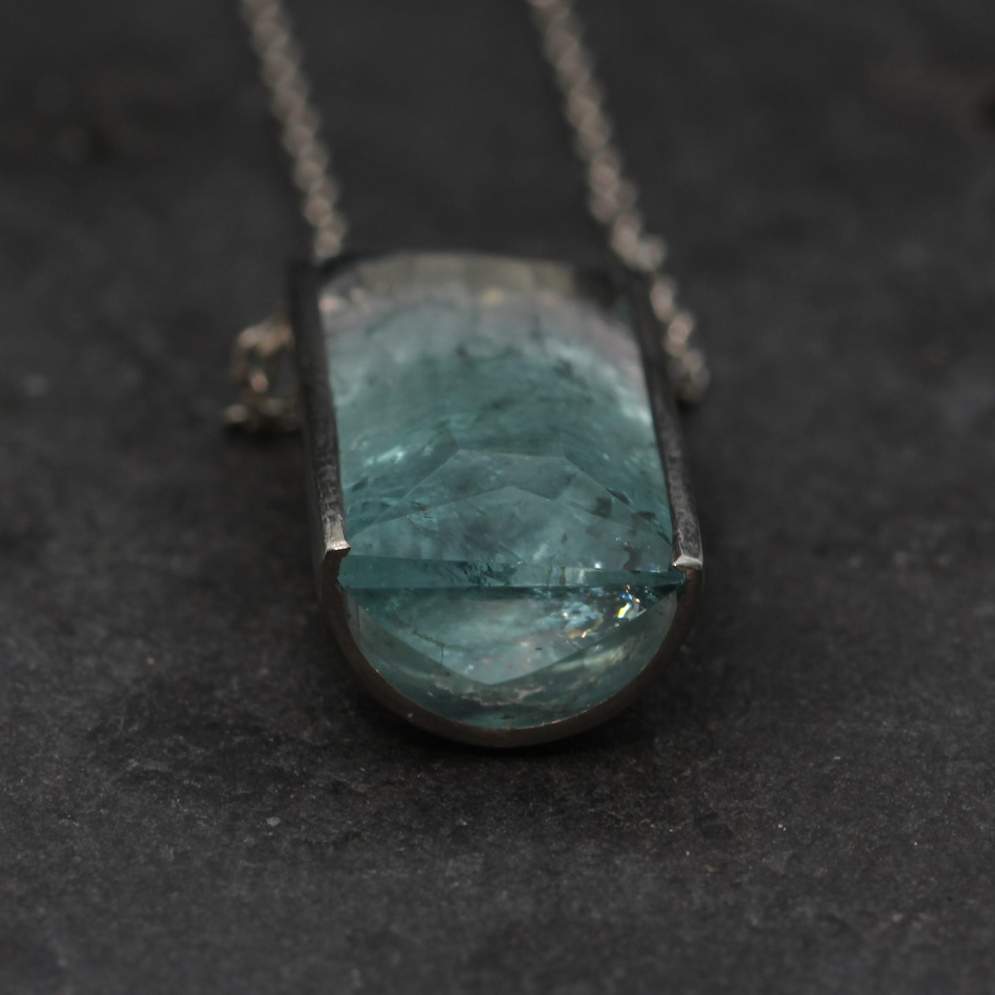 Sea Tourmaline and Platinum Flute Pendant