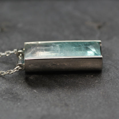 Sea Tourmaline and Platinum Flute Pendant