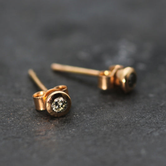 Rose gold and diamond earring studs