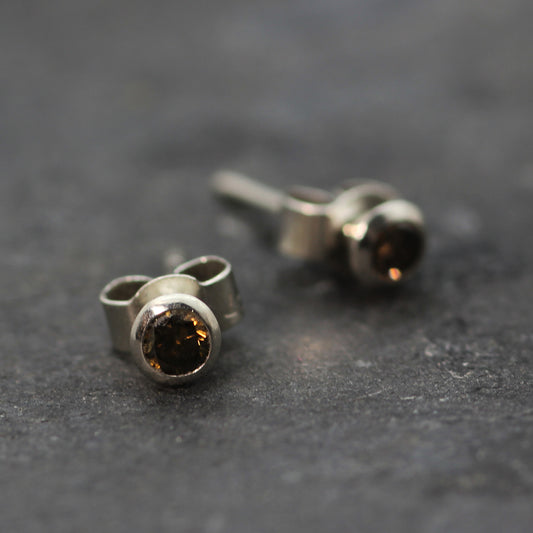 Platinum and Congac Diamond Earring Studs