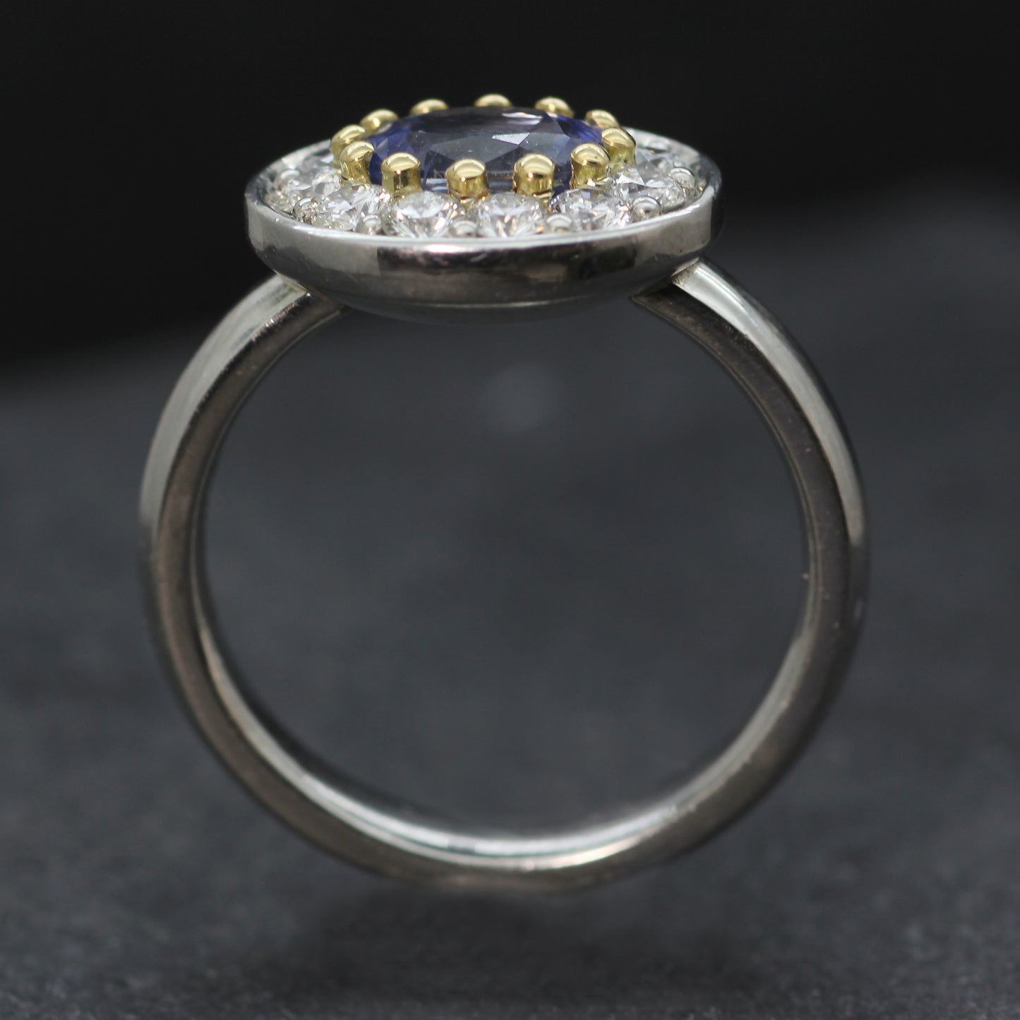 Platinum, Sapphire and Diamond Halo ring