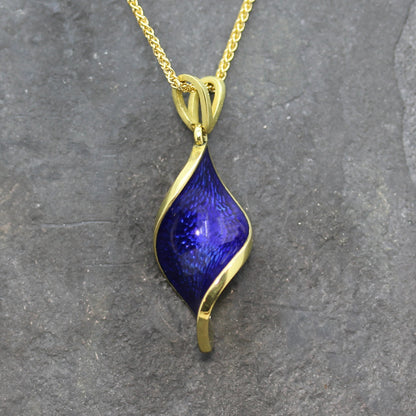 18ct Blue Enamel Vesica Twist Pendant