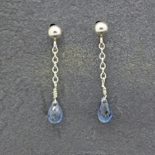 Silver Blue Sapphire 'Raindrop' Earrings