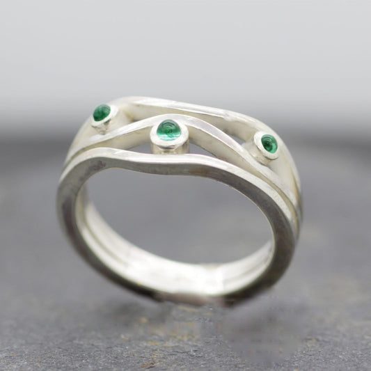 Silver and Emerald Ruscello Ring