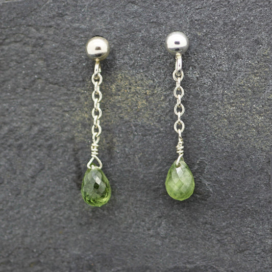 Silver Green Sapphire 'Raindrop' Earrings