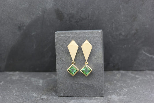 Kite Earrings Rose Gold & Green Tourmaline