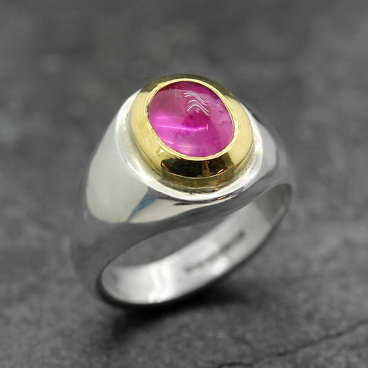 Ladies Signet Ring Pink Sapphire