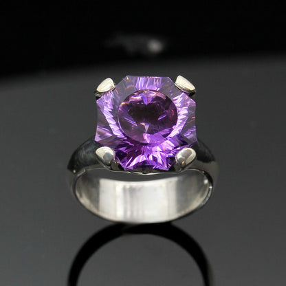 Amethyst Optix Sterling Silver Cocktail Ring