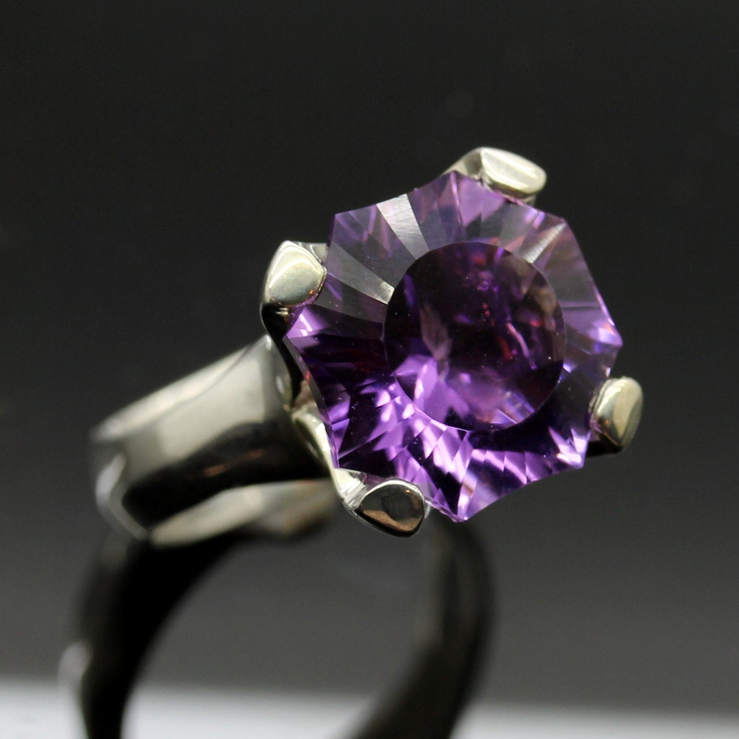 Amethyst Optix Sterling Silver Cocktail Ring