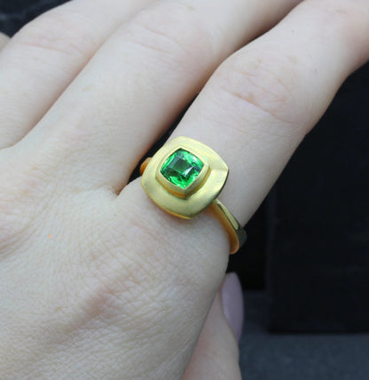 Tsavorite Garnet 'Crystalo' Ring