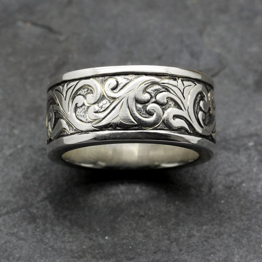 Sterling Silver Hand Engraved Ring