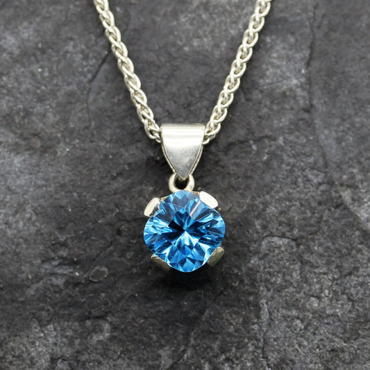 OPTIX BLUE TOPAZ STERLING SILVER FLOWER NECKLACE