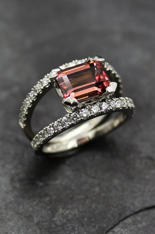 Katerina Platinum Peach Tourmaline Half ET