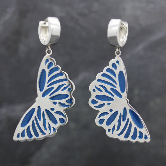 Sterling Silver Enamel Butterfly Blue