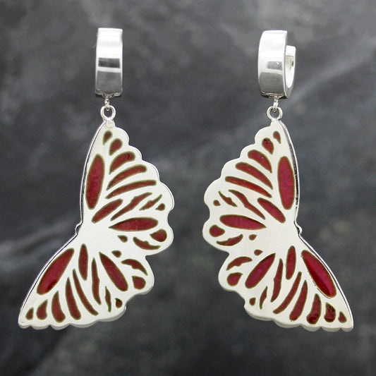 Sterling Silver Enamel Butterfly Pink