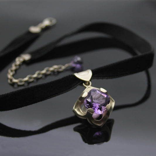 Abbey Amethyst and Velvet Choker