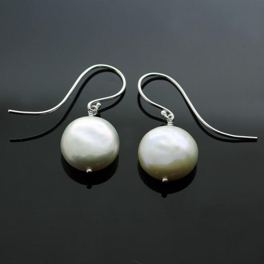 CREAMY PEARLS & STERLING SILVER DROP EARRINGS