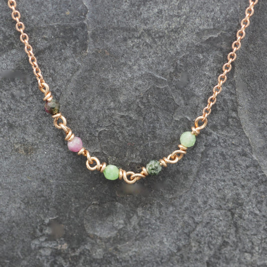 Rose Gold Ruby Zoisite Corcos Necklace