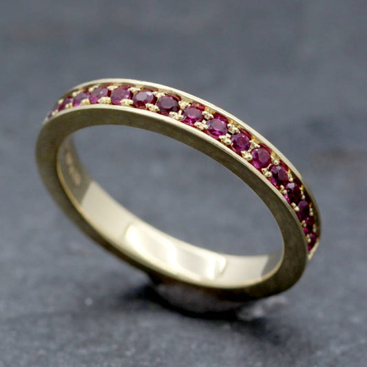 Eternity ring set with Rubies hand made in 18ct recycled gold