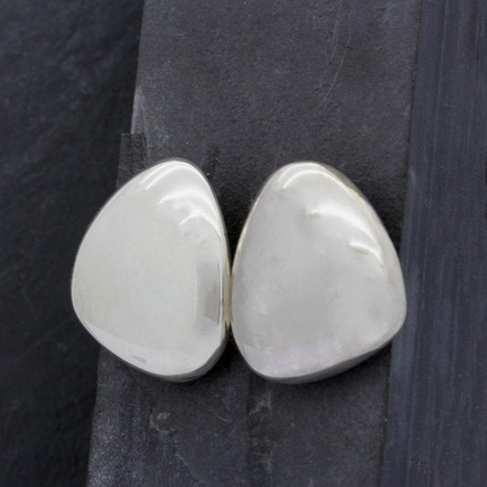 Maxi Pebble Ear Studs Small Silver