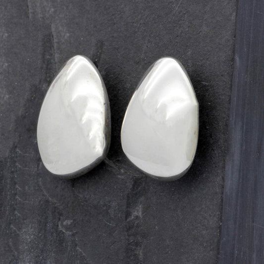 Midi Pebble Ear Studs Large Silver