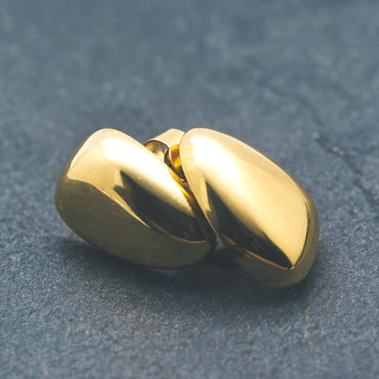 Mini Pebble Ear Studs Large 18ct Gold