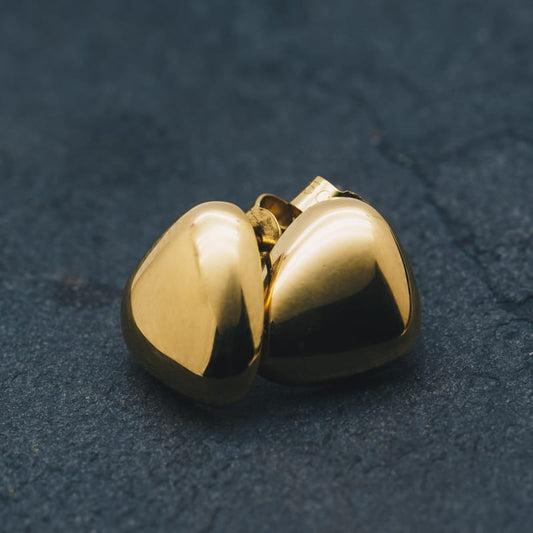 Mini Pebble Ear Studs Medium 18ct Gold