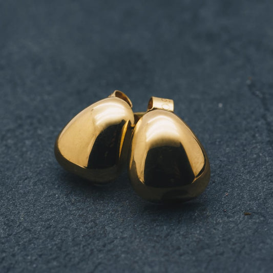 Mini Pebble Ear Studs Small 18ct Gold