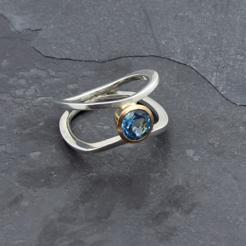 New Wave Topaz Sterling Silver and 18ct Gold Ring