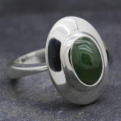 Silver & Green Garnet Ring