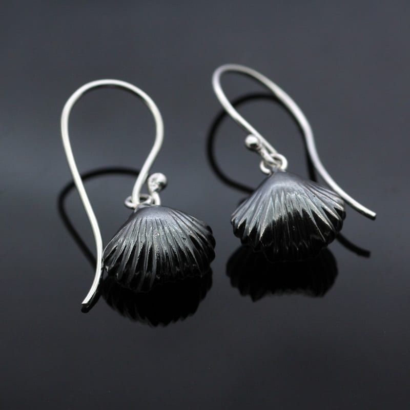 OXIDISED FOSSIL SHELL EARRINGS