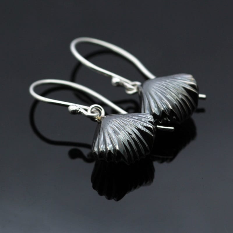 OXIDISED FOSSIL SHELL EARRINGS