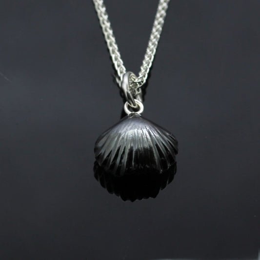 OXIDISED SILVER FOSSIL SHELL NECKLACE