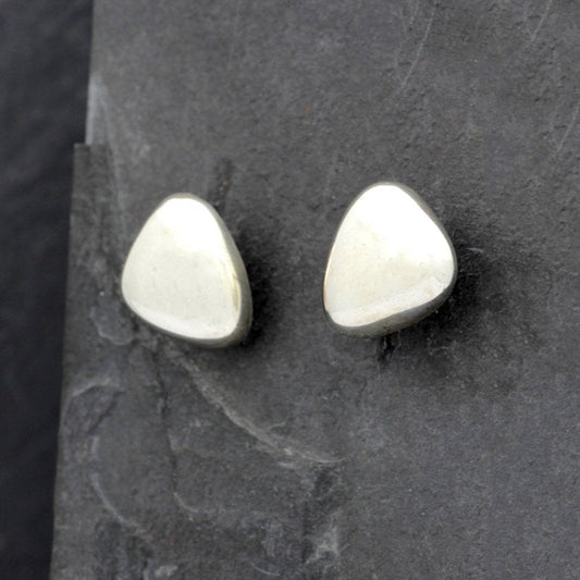 Tiny Pebble Ear Studs Medium Silver