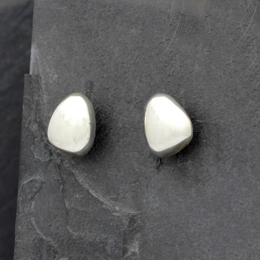 Tiny Pebble Ear Studs Small Silver