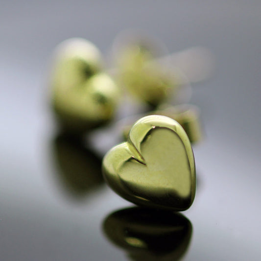 9CT YELLOW GOLD HEART (M) STUD EARRINGS