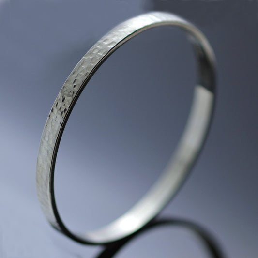 METAXA STERLING SILVER TEXTURED FLAT BANGLE