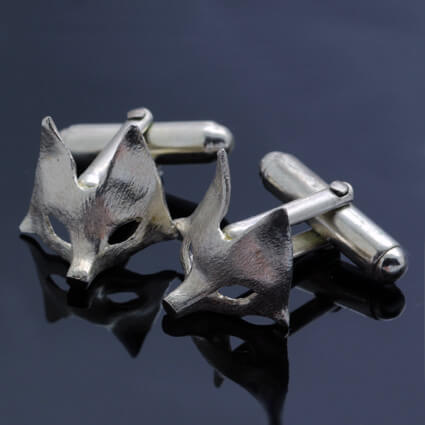 Sterling Silver fox mask cufflinks by Kismet & Slate