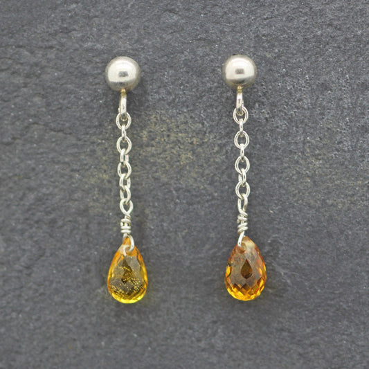 Silver Yellow Sapphire 'Raindrop' Earrings