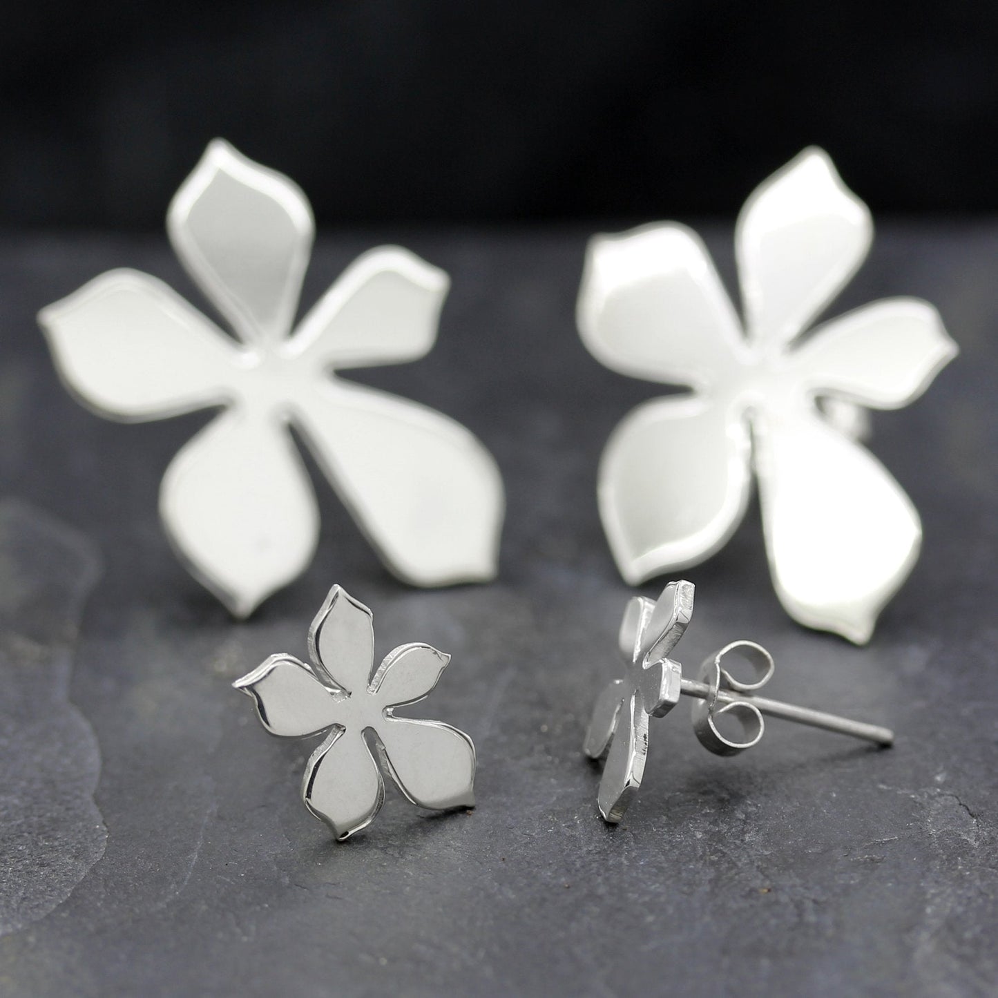 Blossom Ear Stud Large Sterling Silver