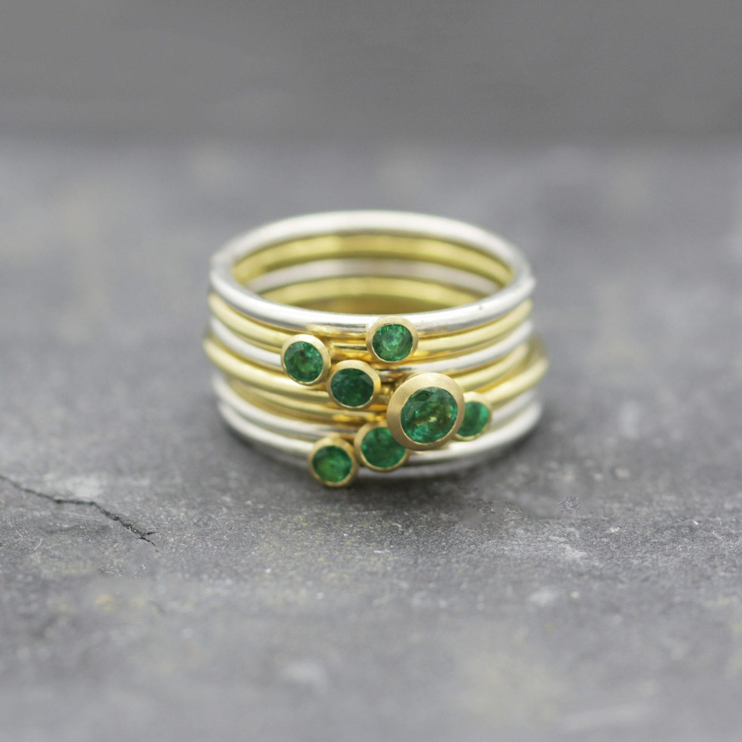 Large Emerald Stacking Ring