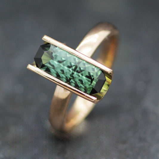 Tourmaline Rose Gold Flute Ring