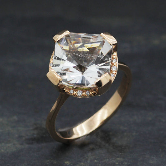 Topaz & Champagne Diamond Rose Gold Gatsby Ring