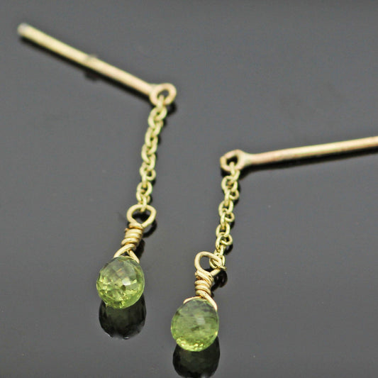 Yellow Gold Green Sapphire 'Raindrop' Earrings