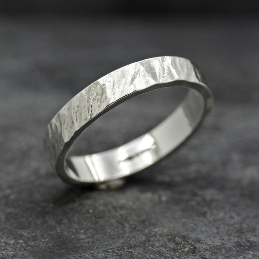 JACK FROST 4 MM STERLING SILVER TEXTURED FLAT RING