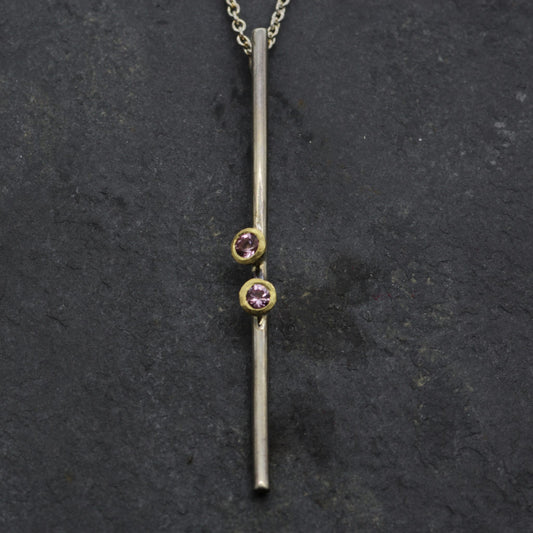 Light Pink Sapphire Bar Necklace